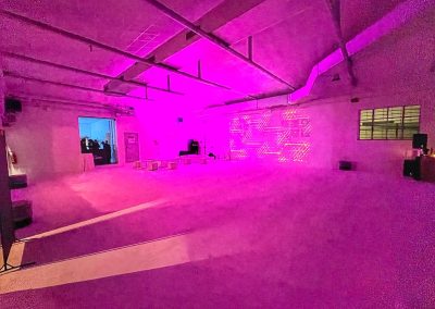Allestimento con luci fuxia